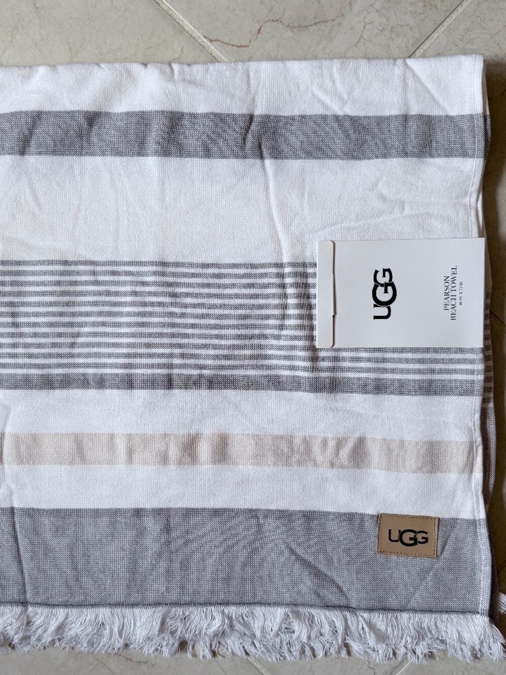UGG Pearson Striped Beach Towel 40"x72" in Seal Multi